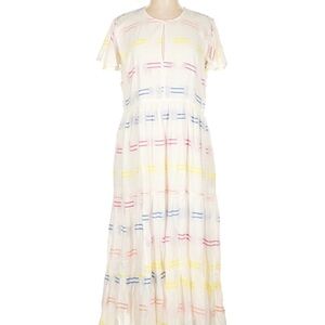 Oliphant White Maxi Dress with Colorful Accents